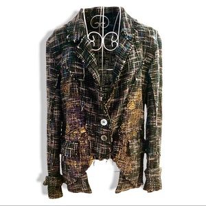 The People of the Labyrinths Tweed Blazer Jacket with Gold Graphics